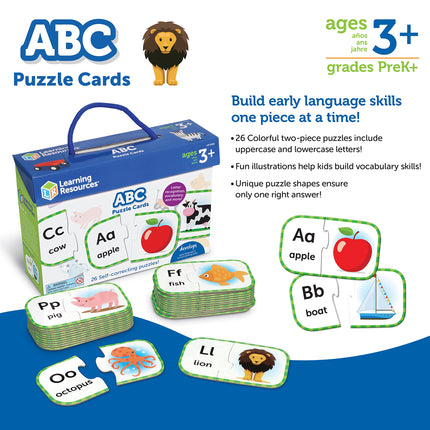 Learning Resources ABC Puzzle Cards, Preschool Readiness, Self Correcting Puzzles, Ages 3+