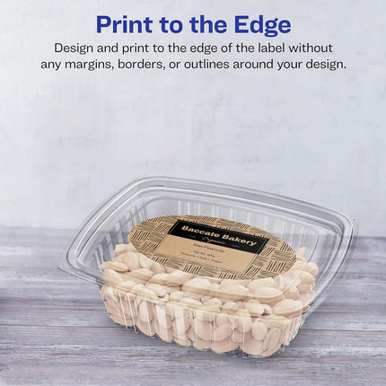 Etiquetas Ovaladas Avery Kraft Marrón con Sure Feed, 3" x 5", 150 Etiquetas Kraft Marrones, Impresión Hasta el Borde, Etiquetas Imprimibles Láser/Inyección de Tinta