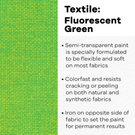 Textile Color Fabric Paint 8Oz-Fluorescent Green