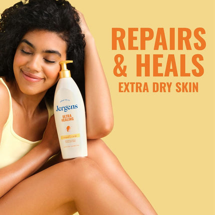 Jergens Ultra Healing Dry Skin Lotion, Hand and Body Moisturizer for Quick Absorption into Extra Dry Skin with Hydralucence Blend, Vitamins C, E and B5, White, 32oz