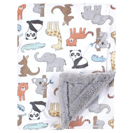 Hudson Baby Unisex Baby Plush Blanket with Furry B