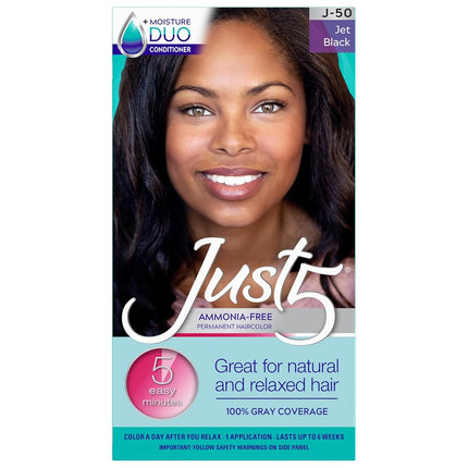 Just 5 Women's 5 Minute Permanent Hair Color, Jet Black