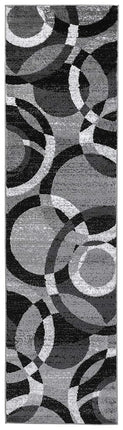 (0.6m x 2.1m, Gray) - Rugshop Contemporary Modern Circles Area Rug Abstract Runner, 0.6m x 2.1m, Grey