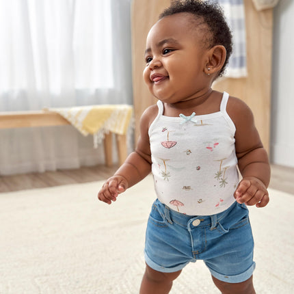 Gerber Baby Girls - Body sin mangas de varios paquetes, flamenco rosa, 18 meses