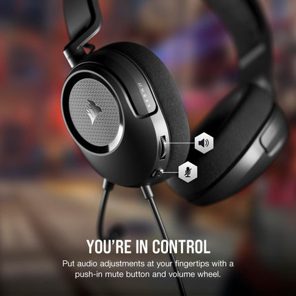 Casque Gaming Filaire Multiplateforme Corsair HS35 Surround v2 – Dolby 7.1 – Microphone Flexible Omnidirectionnel – Connexion Universelle 3,5 mm – PC, Mac, PS5, PS4, Xbox, Nintendo Switch, Mobile – Carbone