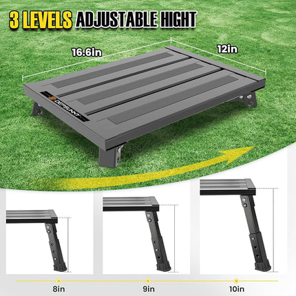 DEPSUNNY Adjustable RV Step Stool, 3-Step Height Adjustment, Foldable Legs, Wide Anti-Slip Surface,Supports Up to 1,000 lb, Premium Aluminum Construction Easy to Carry