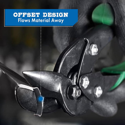 Midwest Tool & Cutlery Blackout Series Aviation Snip Set - Left and Right Cut Regular Tin Cutting Shears with Forged Blades & KUSH'N-POWER Comfort Grips - MWT-6510CO-NP