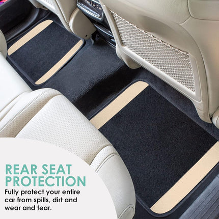 FH Group F14407BEIGE Universal Fit Premium Carpet Beige Automotive Floor Mats fits most Cars, SUVs, and Trucks with Driver Heel Pad, Full Set