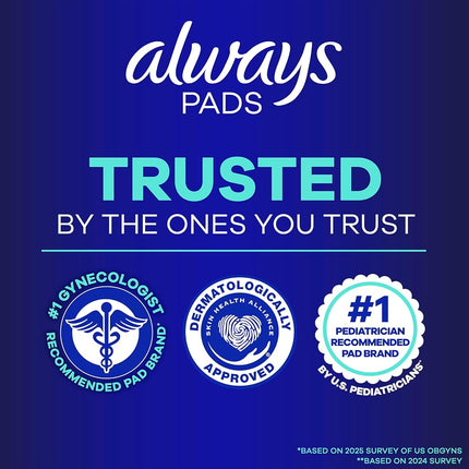 Always Maxi Overnight Extra Heavy Flow with Wings, Unscented Pads 27 Count (Jumbo)