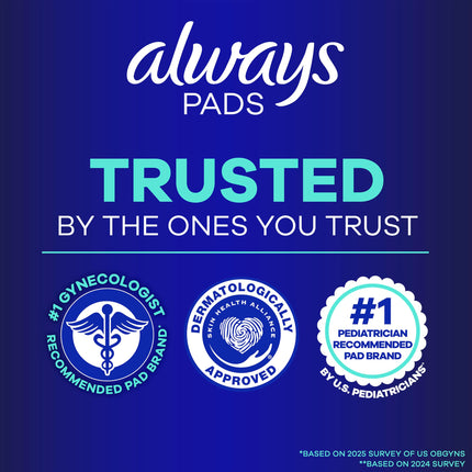 Always Maxi Overnight Extra Heavy Flow with Wings, Unscented Pads 27 Count (Jumbo)