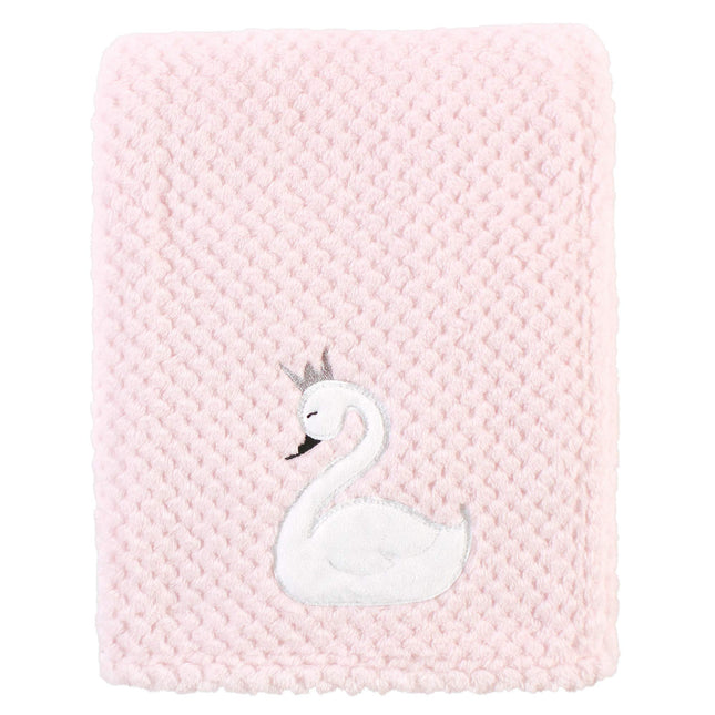 Hudson Baby Unisex Baby Plush Waffle Blanket, Swan