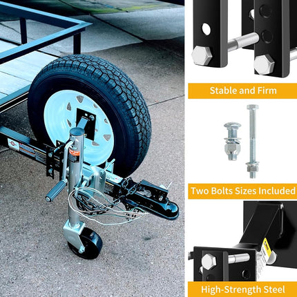 MaxxHaul 70214 Powder Coat Black Trailer Spare Tire Carrier For 10 inch and 12 inch Utility Trailer Tires