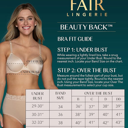 Vanity Fair Women's Full Coverage Beauty Back Smoothing Bra, 4-Way Stretch Fabric, Lightly Lined Cups Up to Dd, Opaque, Underwire-Beige, 38C