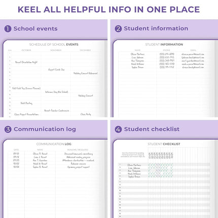 Clever Fox Teacher Planner – School Year Planner with Calendars & Lesson Plans – Book for Classroom & Homeschool Organization, A4 (Purple)