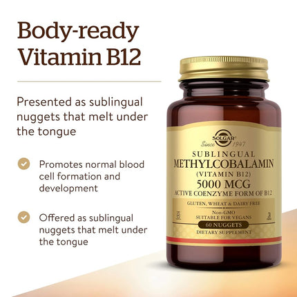 Solgar - Methylcobalamin Vitamin B12 5000 mcg. - 60 Nugget(s)