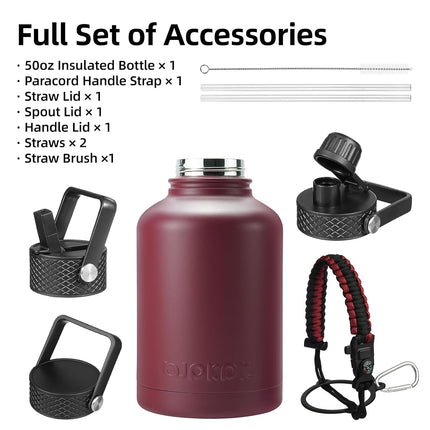 BJPKPK 50oz Large Insulated Water Bottle, Stainless Steel Water Jug