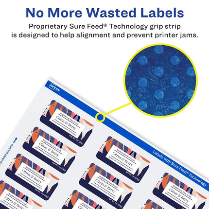 Avery Matte White Rectangle Labels with Sure Feed, 2" x 2-5/8", 1,500 Matte White Printable Labels