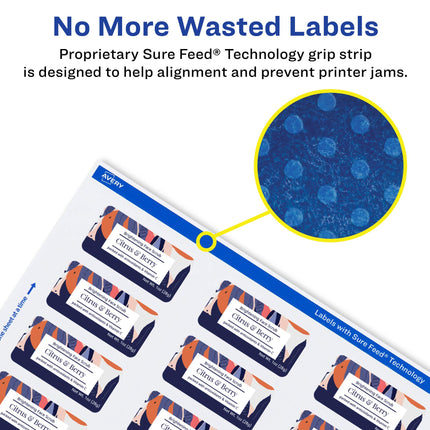 Avery Matte White Rectangle Labels with Sure Feed, 2" x 2-5/8", 1,500 Matte White Printable Labels