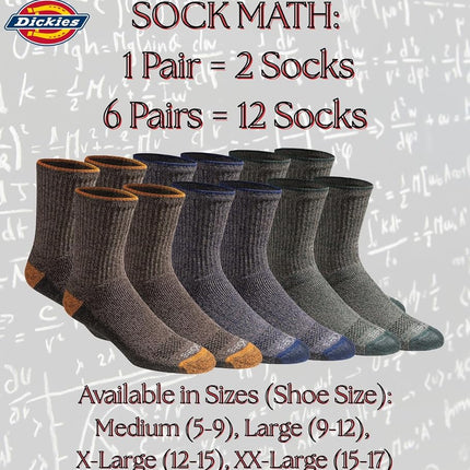 Dickies Men's Dri-tech Moisture Control Mid-Crew Comfort Length Socks, Available in M-XL (6, 12 Pairs), Comfort Length Tipped (6 Pairs), Medium