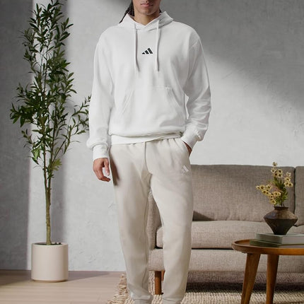 adidas Men's Essentials Feelcozy Fleece Hoodie, White/Black, M Tall