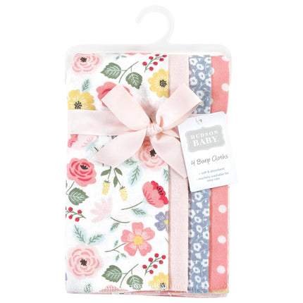 Hudson Baby Unisex Baby Cotton Flannel Burp Cloths, Modern Botanical 4 Pack, One Size