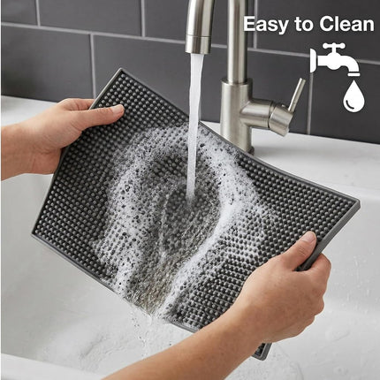 Tebery 3 Pack Rubber Bar Mat 18 x 12, Thick Durable and Stylish Bar Service Spill Mat. Non Slip, Non-Toxic, Grey Service Mat for Coffee, Bars, Restaurants Counter Top