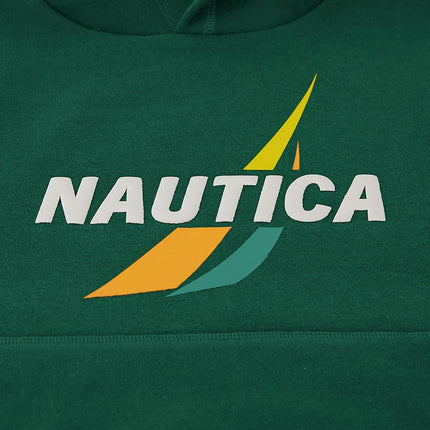 Sudadera con capucha de forro polar de manga larga Nautica para niños, cómoda, ajuste relajado, J-Class Spilt Evergreen, 10-12