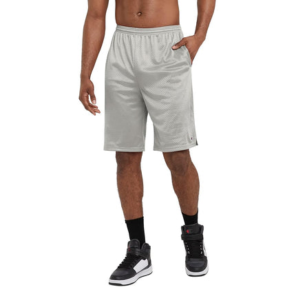 Champion Men's Mesh Gym, Lightweight Shorts (Reg. Or Big & Tall), Athletic Gray C Patch Logo, XXX-Large