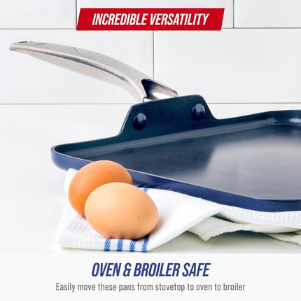 Blue Diamond Cookware Toxin Free Healthy Ceramic Nonstick, Griddle Pan, 28 cm