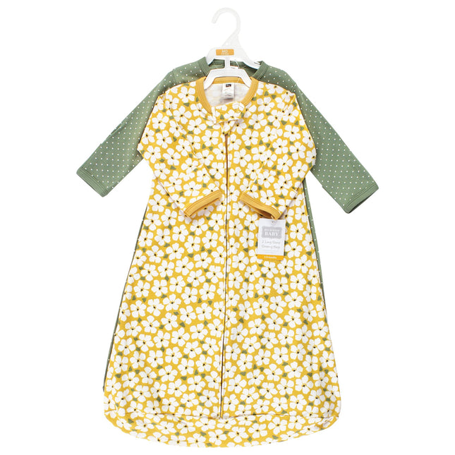 Hudson Baby BabyCotton Long-Sleeve Wearable Sleeping Bag, Sack, Blanket, Sage Floral Long Sleeve, 12-18 Months