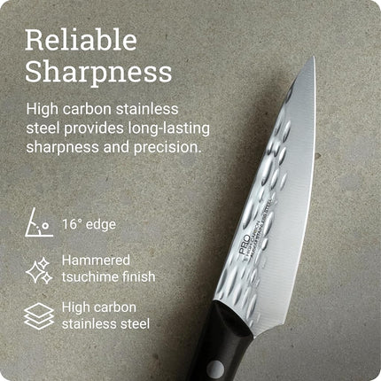 Kai PRO 3.5" Paring Knife, Hand Sharpened Vegetable & Fruit Knife, Japanese AUS6M Stainless Steel Blade, Full-Tang POM Handle, NSF Certified, Small Kitchen Tool for Peeling, Coring & Cutting