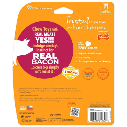 Nylabone Wishbone Strong Dog Chew Toy Made with Real Bacon, Durable Chew Bones for Aggressive Chewers, Lasting Flavour to Keep Dogs Busy, Toys for Large Dogs