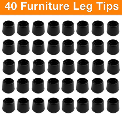 Shepherd Hardware 8622E 1-Inch Inside Diameter Rubber Chair Leg Tips, 40-Pack, Black
