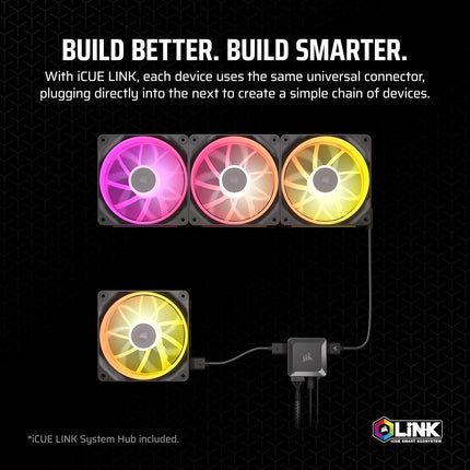 Corsair iCUE LINK LX120 RGB 120mm PWM Fans Triple Pack – Dual Light Loops – Includes iCUE LINK System Hub AirGuide Technology – Black