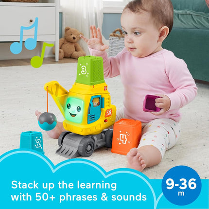 Fisher-Price Baby & Toddler Learning Toy Count & Stack Crane with Blocks, Lights, Music & Sounds for Infants Ages 9+ Months