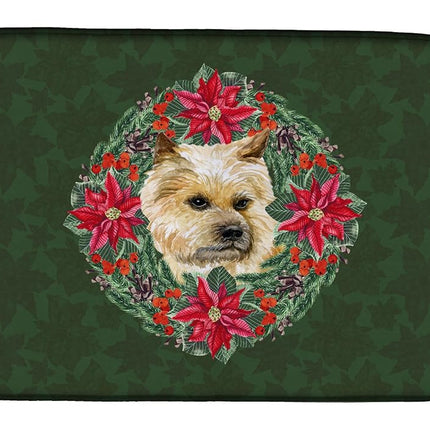 Caroline's Treasures CK1556DDM Cairn Terrier Poinsetta Wreath Dish Drying Mat, 14 x 21", multicolor