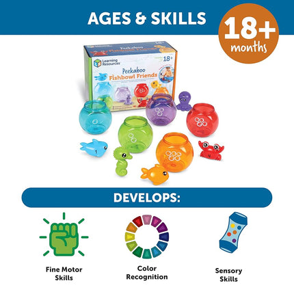 Learning Resources Peekaboo Fishbowl Friends, 10 Pieces, Ages 18 Months+, Learning Toys, Baby Toys, Educational Toys, Fish Toys, Animal Toys, Bath Toys, Blue,green,orange,purple,red (LER6814)