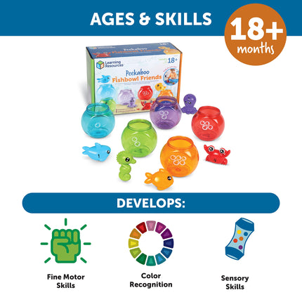 Learning Resources Peekaboo Fishbowl Friends, 10 Pieces, Ages 18 Months+, Learning Toys, Baby Toys, Educational Toys, Fish Toys, Animal Toys, Bath Toys, Blue,green,orange,purple,red (LER6814)