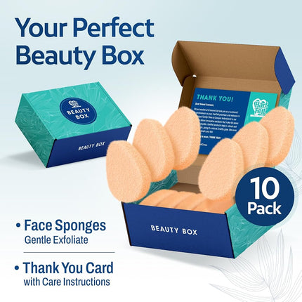 HartFelt [10 Pack] Gentle Exfoliating Facial Sponge for Face - Daily Cleansing Scrubber & Reusable Pads for Removing Makeup, Dirt, and Dead Skin