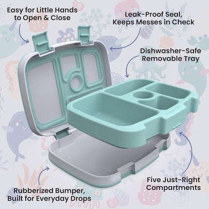 Bentgo Kids Prints Leak-Proof, 5-Compartment Bento-Style Kids Lunch Box - Ideal Portion Sizes for Ages 3-7, Durable, Drop-Proof, Dishwasher Safe, & Made with BPA-Free Materials (Sea Life)