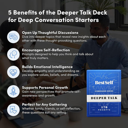 BestSelf Co. Conversation Starter Icebreaker Deck by ― Powerful Tool to Establish and Strengthen Relationships by Cultivating Open, Engaging, Deeper and Meaningful Interactions ― 150 Prompts