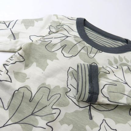 HonestBaby unisex-baby Reversible Coverall Organic Cotton, Paw Leaves, 6-9 Months