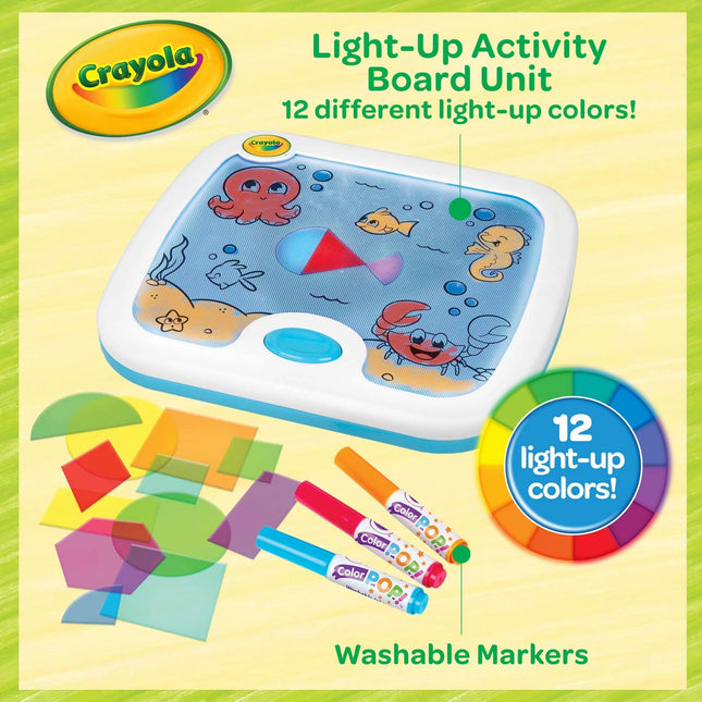 Tableau d'activités lumineux Crayola, jouet sensoriel pour tout-petits et enfants, boîte lumineuse, tableau de coloriage lumineux, jouets et cadeaux pour enfants, 3+