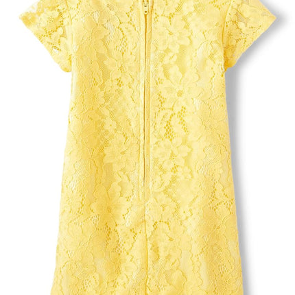 The Children's Place Baby-Girls and Toddler Girls Short Sleeve Lace Dresses, Yellow Lace-Baby/Toddler, 4T
