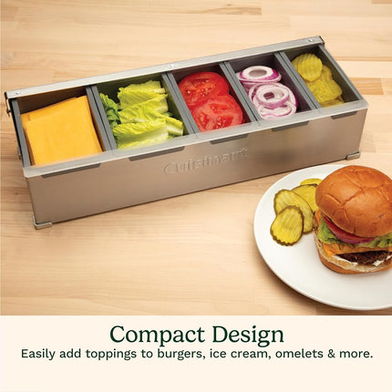 Cuisinart CPS-617A CPS-617 Condiment & Topping Station, Food Containers with Translucent Lid, 18-Piece