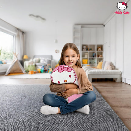 Almohada de peluche Hello Kitty de 15" | Licencia oficial | Suave y abrazable | Rosa/Blanco | Rectangular