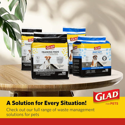 Glad Micro-Defensive Technology Pads, 100ct - Charcoal, Ultra Absorbent, Odor Control, Heavy Duty Puppy Potty Training Pads