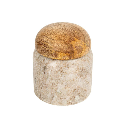 Creative Co-Op Modern Marble Canister with Wood Li