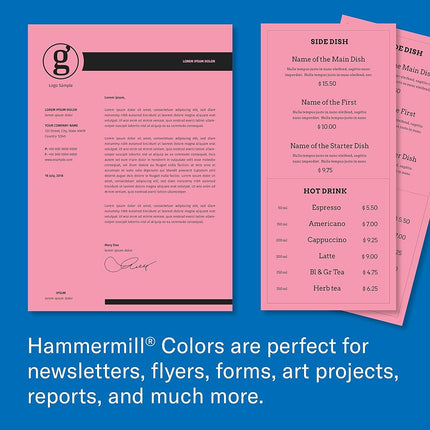 Hammermill Colored Paper, 20 lb Cherry Printer Paper, 8.5 x 11-1 Ream (500 Sheets) - Made in the USA, Pastel Paper, 102210R