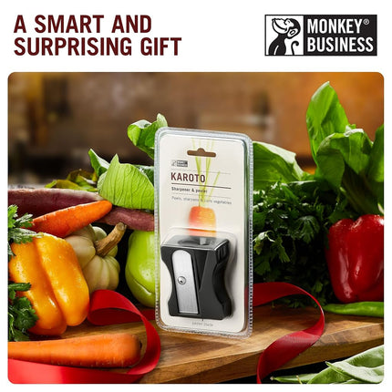 Karoto Carrot Sharpener | Vegetable Peeler | Veggie Peeler & Cucumber Peeler | Fun Kitchen Gadgets | from a Series of Unique Peelers for Kitchen | Fun Kitchen Stuff | by Monkey Business (Black)